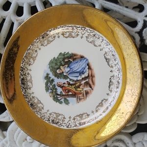 CREST-O-GOLD SABIN WARRANTED 22K PLATE SAUCER VINTAGE COLLECTIBLE